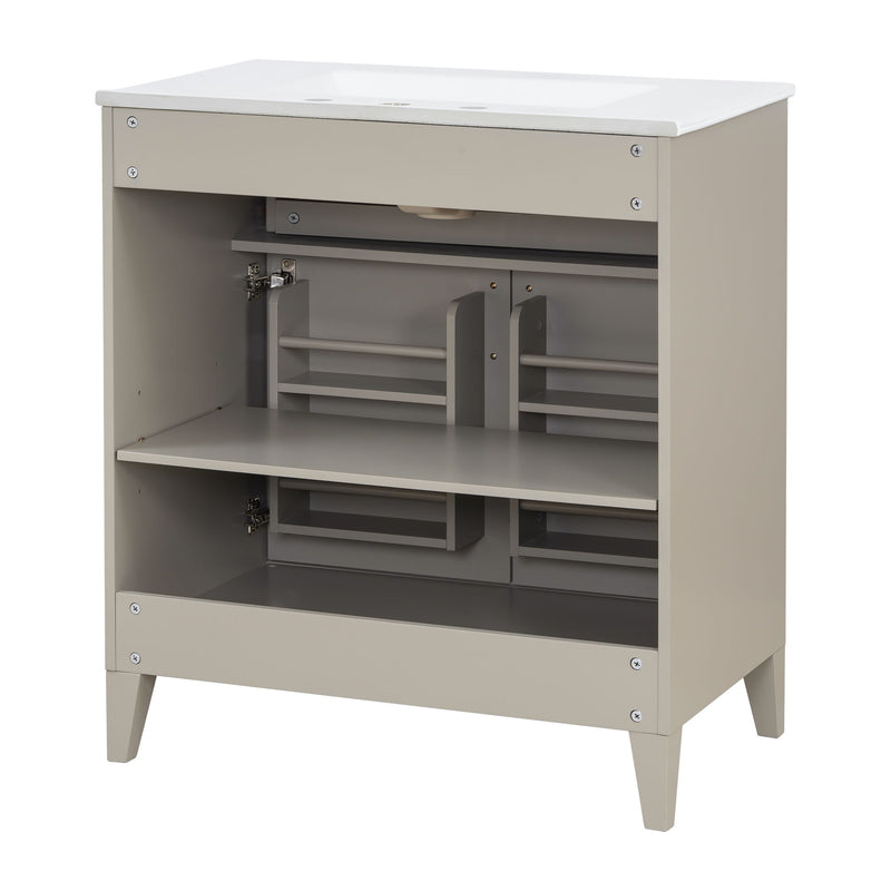 Bathroom Vanity With Sink Top, Adjustable Shelf, Door Organizers