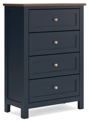 Landocken - Four Drawer Chest - Brown / Blue - R&R Furniture Gallery (Fountain Valley, CA)