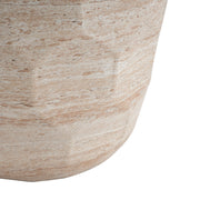 Noble House beige travertine lightweight concrete side table for indoor and outdoor use, showcasing a modern, sturdy design.