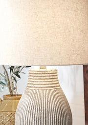Layal - Paper Table Lamp  - Beige - R&R Furniture Gallery (Fountain Valley, CA)
