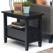 Handcrafted Warm Shaker coffee table by Simpli-Home with a smooth wooden surface and sturdy legs in a warm finish.