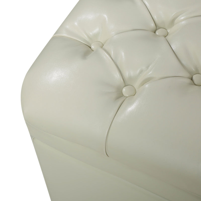 Juliana storage ottoman by Noble House featuring a plush fabric top and birch wood legs for stylish storage and seating.