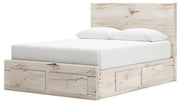 Signature Design by Ashley Lawroy panel storage bed with built-in drawers and a modern wooden frame.