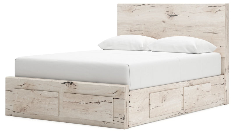 Signature Design by Ashley Lawroy panel storage bed with built-in drawers and a modern wooden frame.