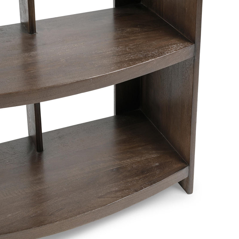 Classic Home Kyra Cocoa Brown bookshelf with multiple shelves, showcasing a stylish and functional standard bookcase design.