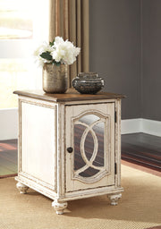 Realyn - Chair Side End Table - Insert Mirror - White / Brown - R&R Furniture Gallery (Fountain Valley, CA)