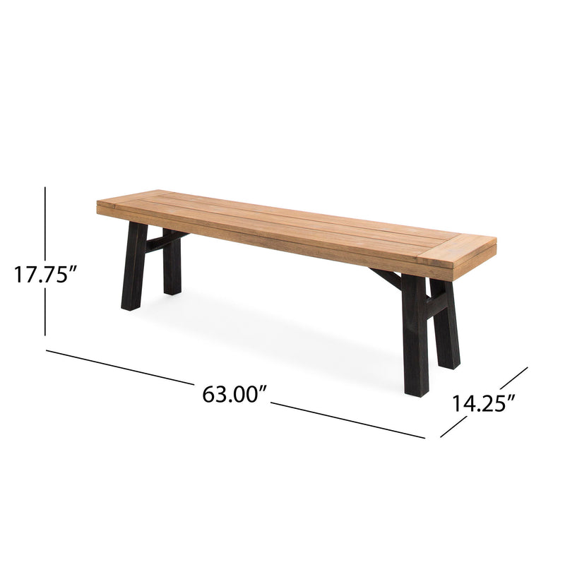 Outdoor Bench With Slat Panel Design And Acacia Wood Frame - R&R Furniture Gallery (Fountain Valley, CA)