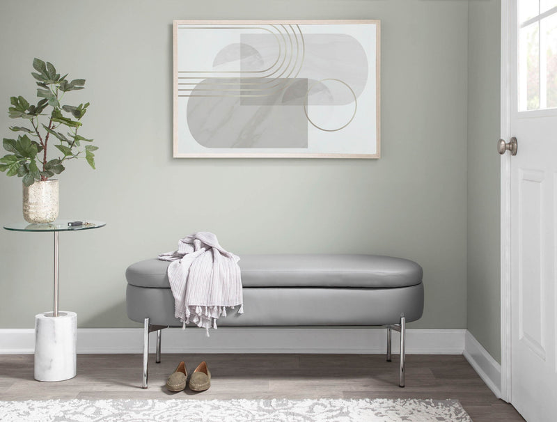 Lumi Source Chloe contemporary glam storage bench with cushioned top and sleek design, ideal for modern interior decor.