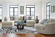 Benchcraft Calnita 3-piece living room set with sofa, loveseat, and armchair in a stylish, modern fabric.
