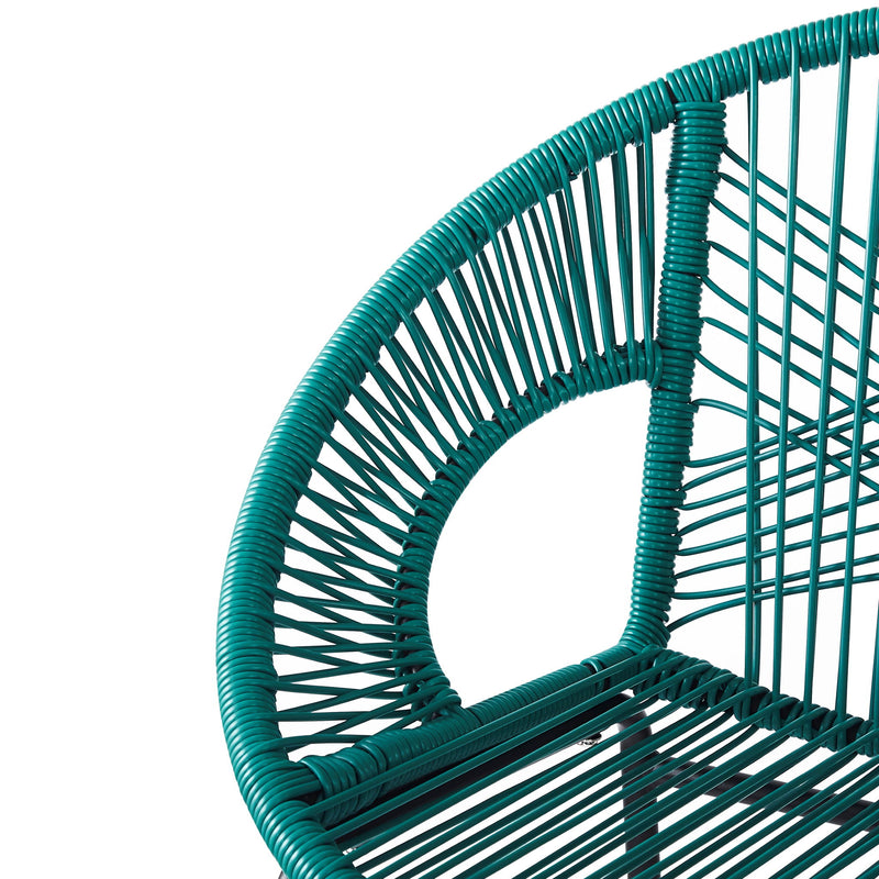 Noble House Ferrara outdoor patio barstool set of 2 with metal frames and woven seats for garden or patio use