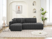 Urban Retreats Jessica lamb wool sectional sofa with chaise, stationary sectional in a cozy living room setting
