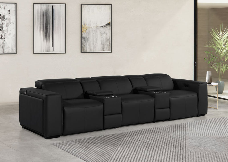 1224 - 5-Piece Modular Power Reclining Sofa In With 3 Power Recliners & Power Headrests - R&R Furniture Gallery (Fountain Valley, CA)