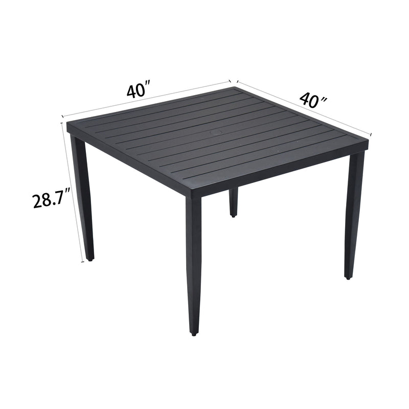 Life Outside outdoor patio dining table with tapered feet and umbrella hole, perfect for outdoor dining and gatherings.