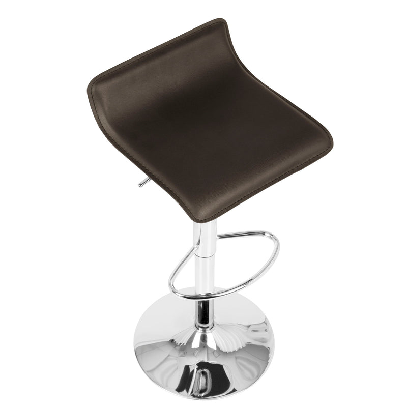 Pair of Lumi Source Ale contemporary adjustable barstools with wooden seats and metal bases, set of two for modern interiors.
