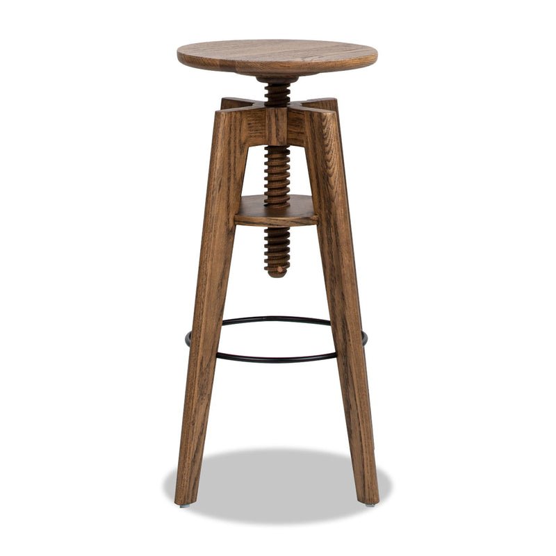 Spencer - Minimalist Oak Adjustable Bar Counter Stool - Walnut Brown Oak - R&R Furniture Gallery (Fountain Valley, CA)