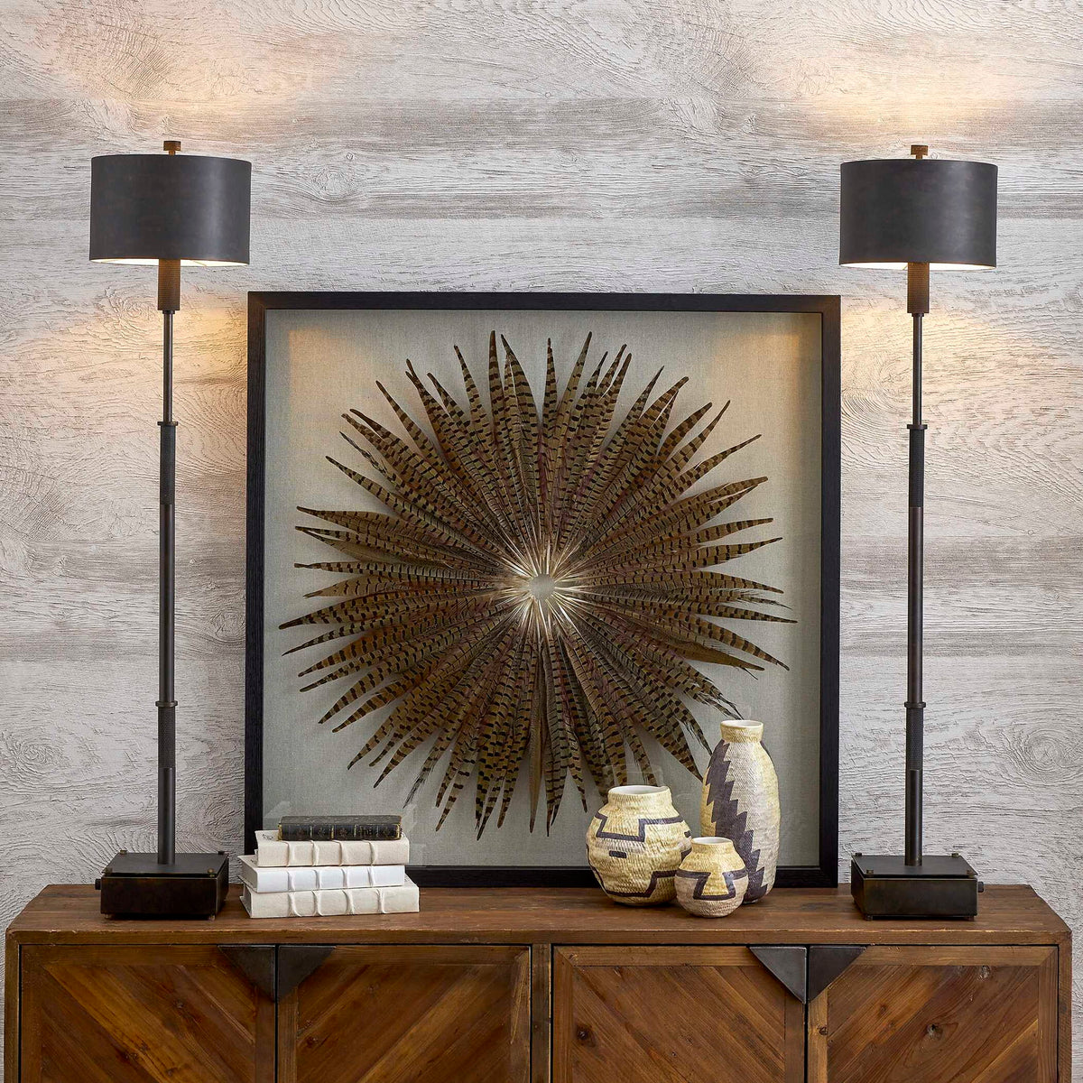 Feather Burst - Shadow Box - Black / Brown