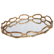 Gold chain mirrored tray by Uttermost, featuring a stylish chain design and reflective surface for elegant home decor.