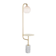 Lumi Source Symbol contemporary floor lamp with white marble side table, modern design, and sleek white finish.