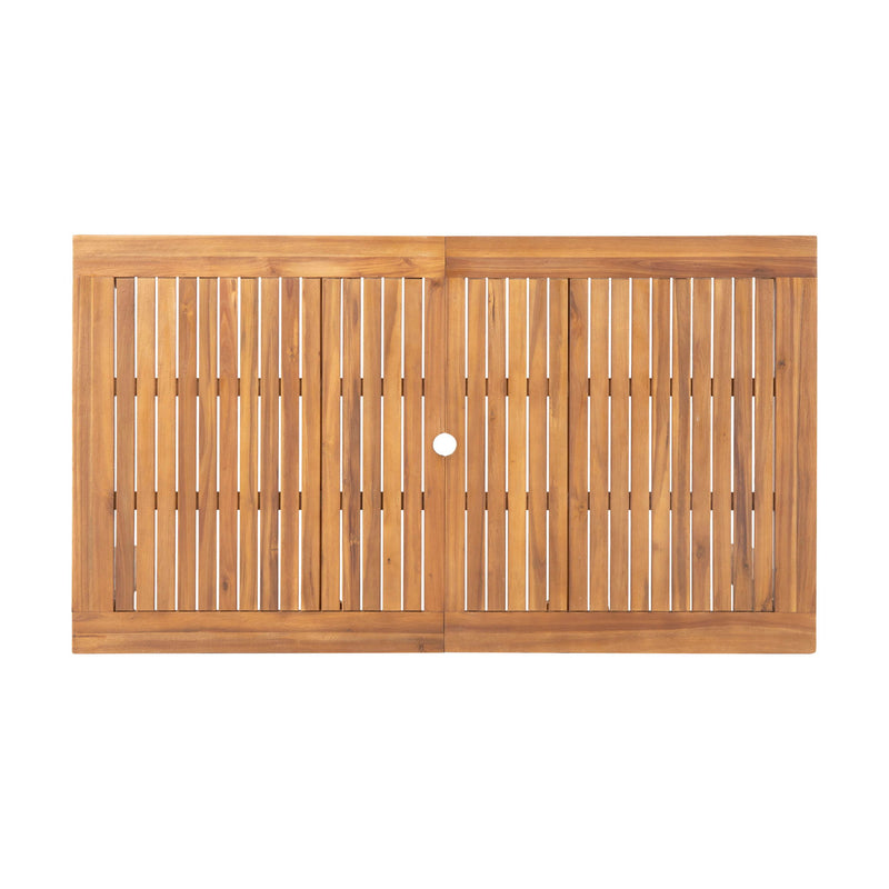 Outdoor expandable dining table with square legs by Noble House, featuring a sturdy wood surface and versatile design for outdoor dining.