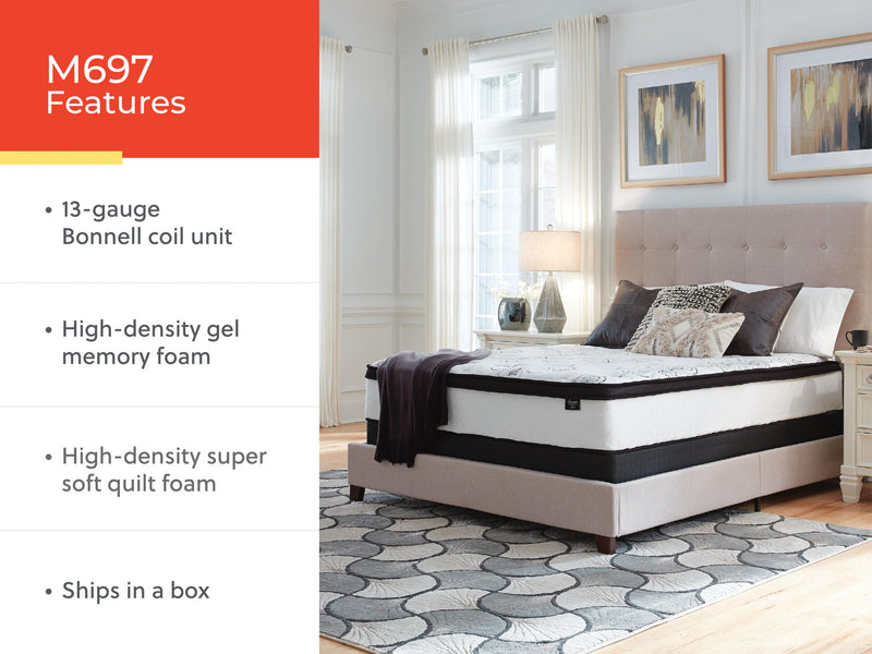 Sierra Sleep® by Ashley 12-inch ultra plush hybrid mattress with soft top and supportive base, shown with textured fabric cover.