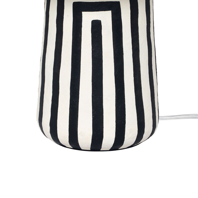 Minori - Striped Papier Mache Table Lamp - Black - R&R Furniture Gallery (Fountain Valley, CA)