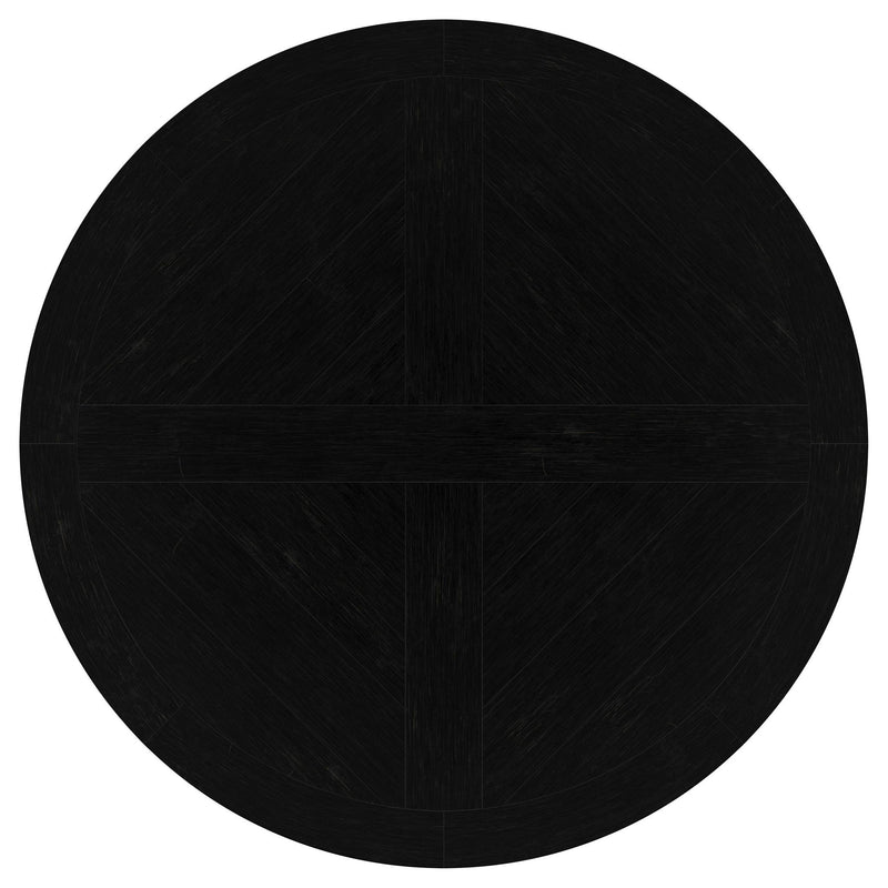 Allende - Round Dining Pedestal Table With Carved Base - Black