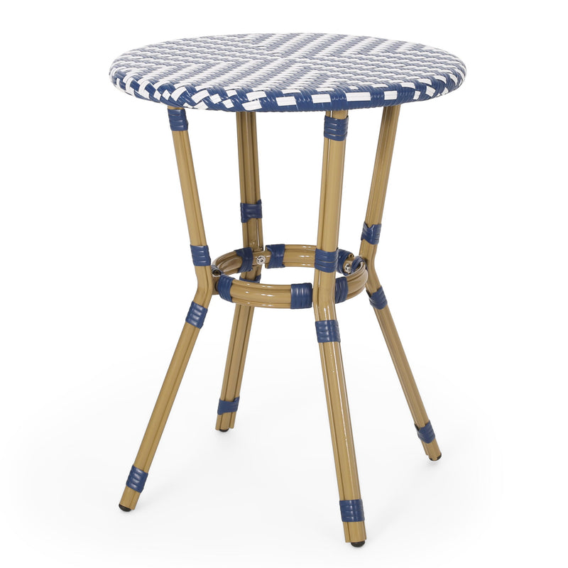 French Bistro Table Outdoor Elegance - White / Blue - R&R Furniture Gallery (Fountain Valley, CA)