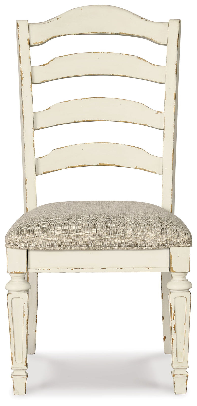 Realyn - Dining UPH Side Chair (Set of 2) - Ladderback - Chipped White - R&R Furniture Gallery (Fountain Valley, CA)