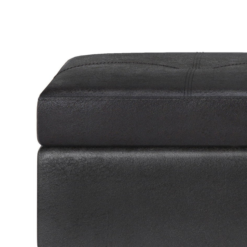 Oregon - Storage Ottoman Bench With Tray - Distressed Black - R&R Furniture Gallery (Fountain Valley, CA)
