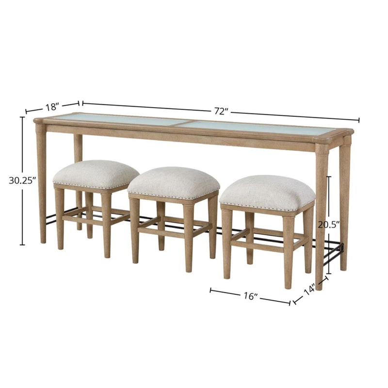 Glass Console Table With 3 Stools - Frosted - R&R Furniture Gallery (Fountain Valley, CA)