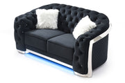 Glory Furniture stationary loveseat with flared arms, plush upholstery, and comfortable seating in a stylish living room setting.