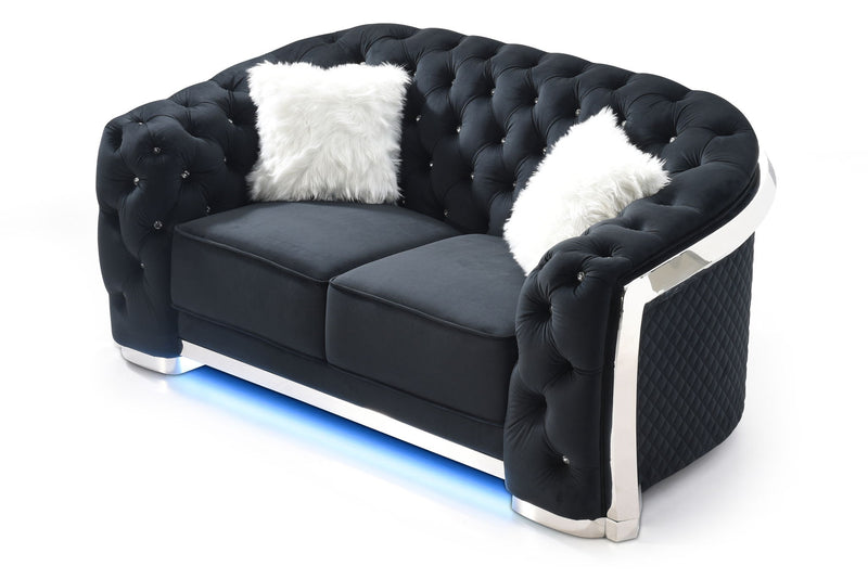 Glory Furniture stationary loveseat with flared arms, plush upholstery, and comfortable seating in a stylish living room setting.