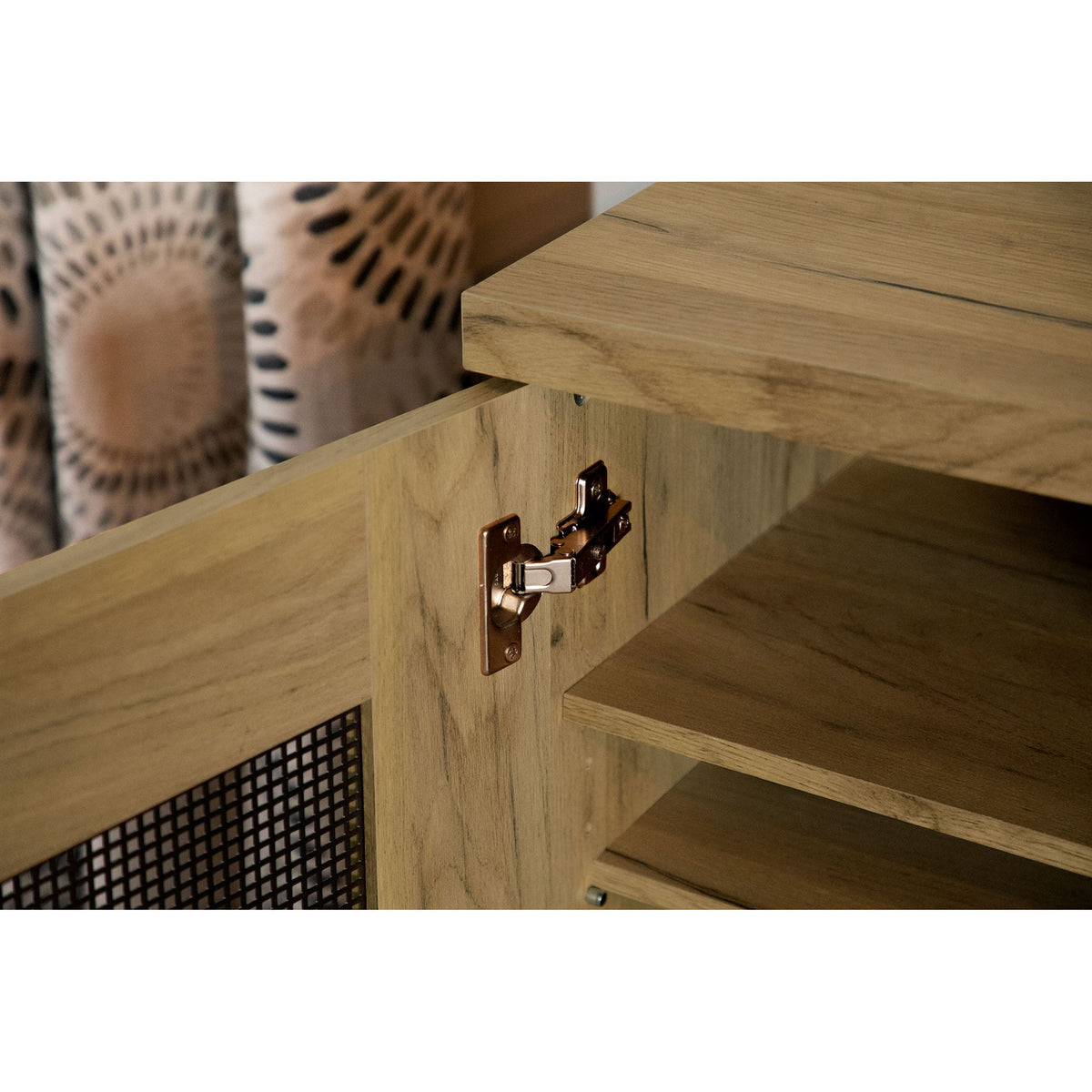 Door Accent Cabinet With Screens - Brown