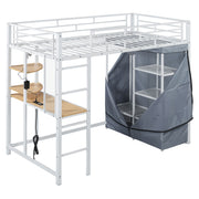 Loft Bed With Desk, Shelves, Power Outlet, LED Light And Wardrobe - R&R Furniture Gallery (Fountain Valley, CA)