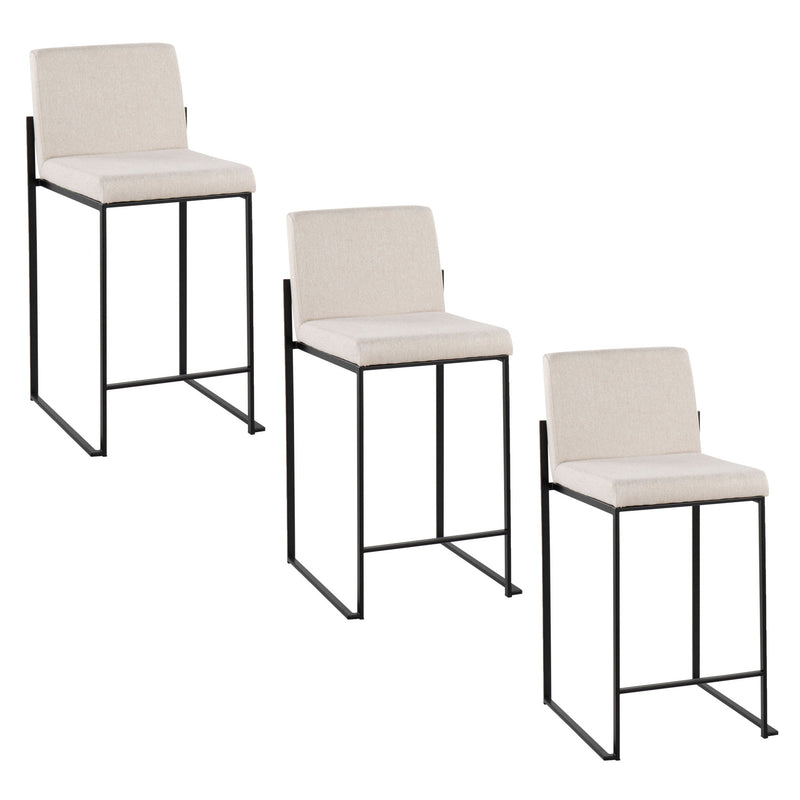 Lumi Source Fuji contemporary modern high back counter stool set with sleek design and dark finish, ideal for stylish kitchen or bar area.