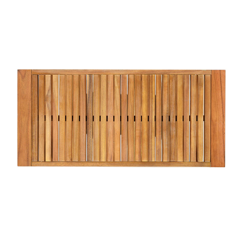 2 Piece Outdoor Conversation Set (Loveseat & Coffee Table With Water-Resistant Cushions) - Dark Blue / Teak - R&R Furniture Gallery (Fountain Valley, CA)