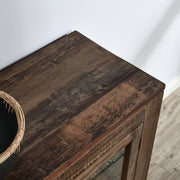 Natural wood Jett 4-door buffet cabinet by Classic Home with sleek design and ample storage space.