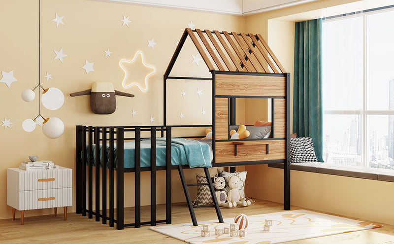 Loft Bed With Roof, Window, Guardrail, Ladder - R&R Furniture Gallery (Fountain Valley, CA)