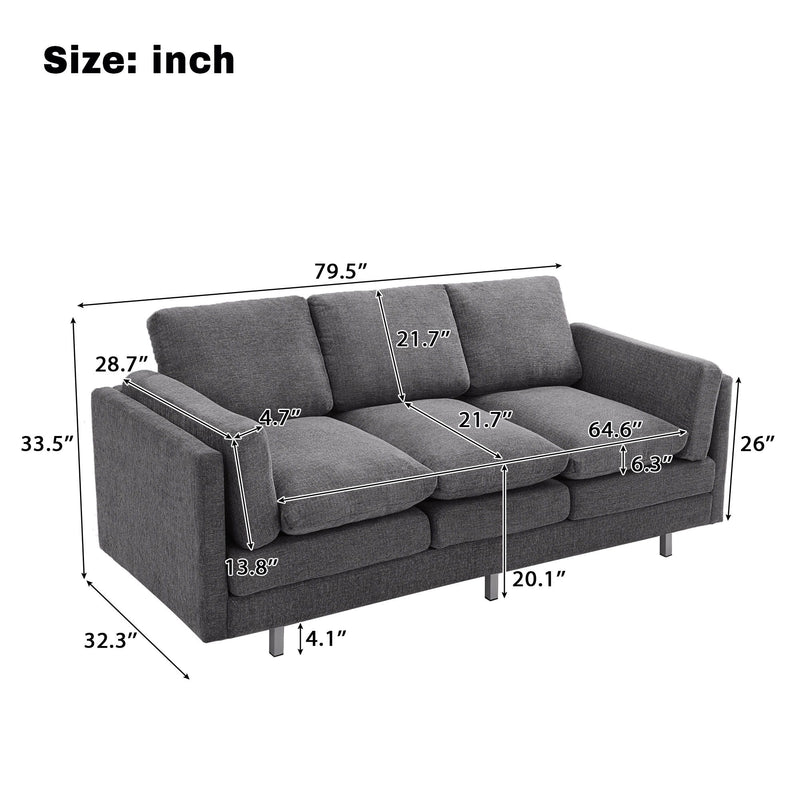3 Seater Sofa With Dual Layer Seat Cushions - R&R Furniture Gallery (Fountain Valley, CA)