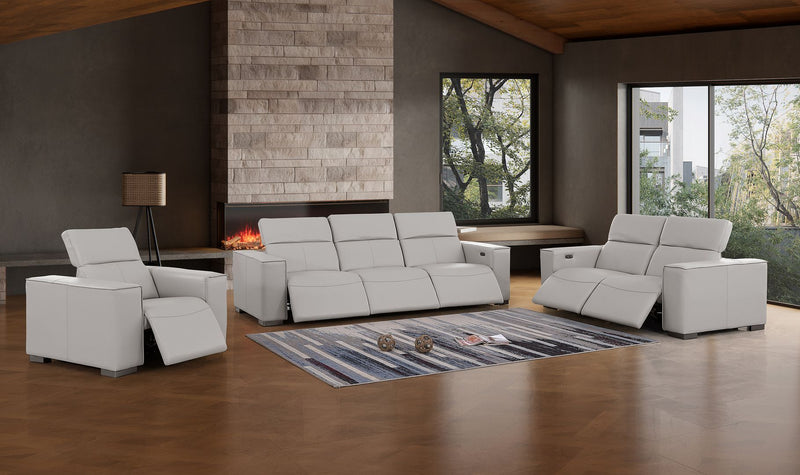 1208 - Leather Reclining Set (Sofa, Loveseat & Chair With 6 Power Recliners)