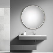 Uttermost Stefania beaded round wall mirror with pearl silver frame, elegant and decorative home decor accessory.