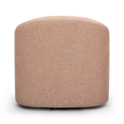 TOV Furniture Thao swivel chair with a modern design, featuring a padded seat and backrest in a neutral fabric, on a metal base.