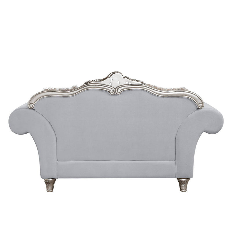 Pelumi - Loveseat With 5 Pillows - Light Gray Linen & Platinum - R&R Furniture Gallery (Fountain Valley, CA)