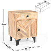 Solid Wood Vintage Nightstand With Handcrafted Detailing - Natural - R&R Furniture Gallery (Fountain Valley, CA)