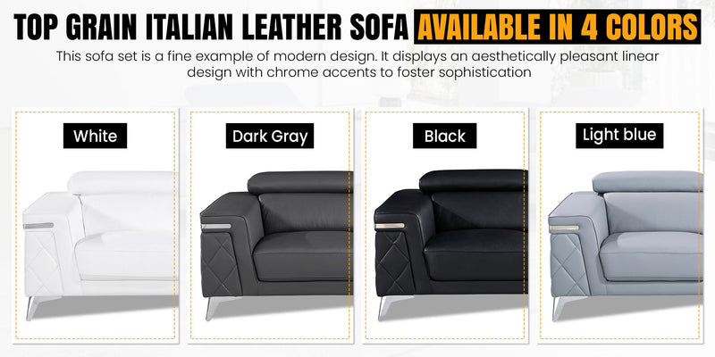1140 - Top Grain Italian Leather Living Room Set - Black - R&R Furniture Gallery (Fountain Valley, CA)