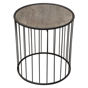 Gibson 22" Round End Table with Grey Oak Finished Top and Metal Base by Diamond Sofa
