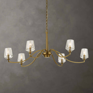 Uttermost Barcelona 6-light brass chandelier with gold finish, featuring elegant curved arms and classic design for sophisticated lighting.