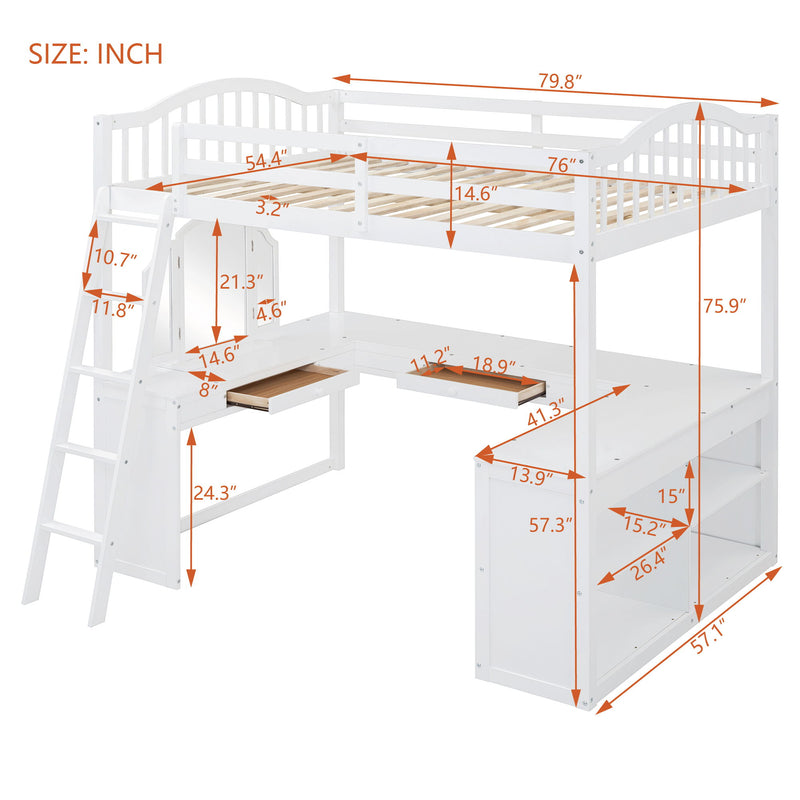 Loft Bed With Drawers, Cabinet, Shelves With Desk - R&R Furniture Gallery (Fountain Valley, CA)