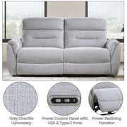 Eastre - Power Motion Sofa With USB Port - Beige Chenille - R&R Furniture Gallery (Fountain Valley, CA)