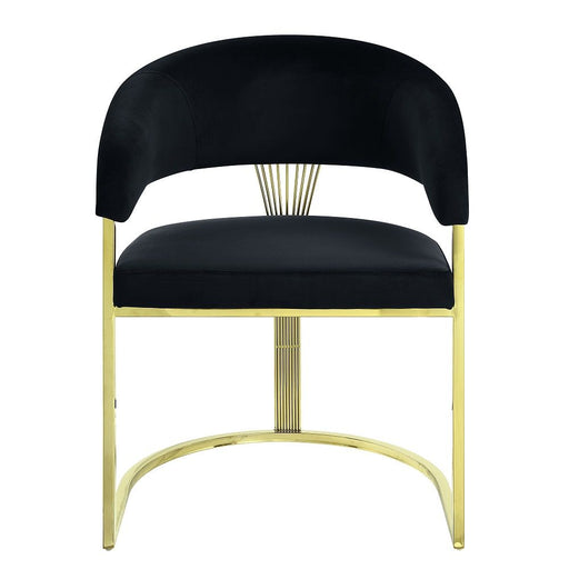 Fallon - Side Chair - Black Velvet & Mirrored Gold - R&R Furniture Gallery (Fountain Valley, CA)